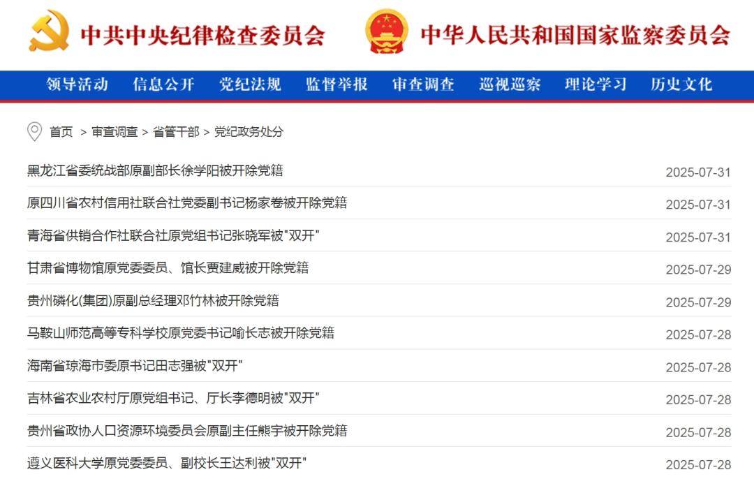 中纪委网站发布:女老虎落马!上个月,74个干部被查