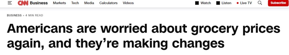 【世界说】美媒：近九成美国人为食品成本发愁 不确定性进一步影响该国就业和企业增长